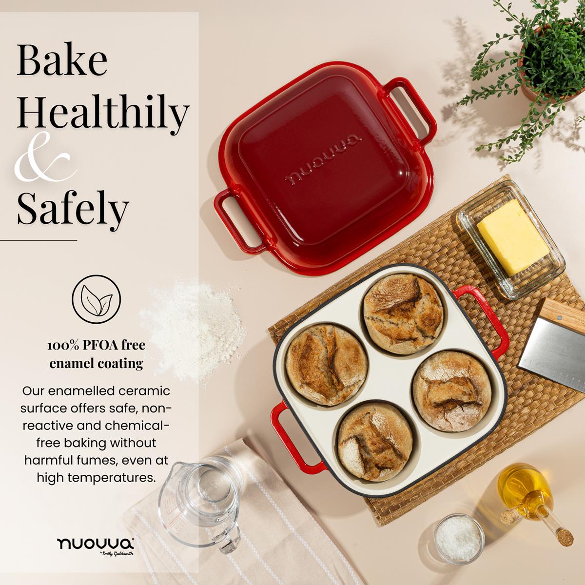 Bake healthily and safely with nuovva enameled cast iron Dutch oven for bread baking