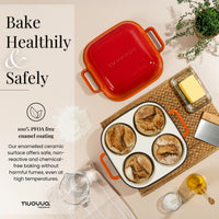 Bake healthily and safely with the nuovva cast iron Quadpro bread loaf pan for safe home baking