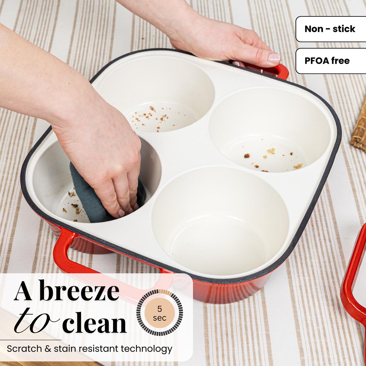 easy to clean Dutch oven with scratch and stain resistant technology