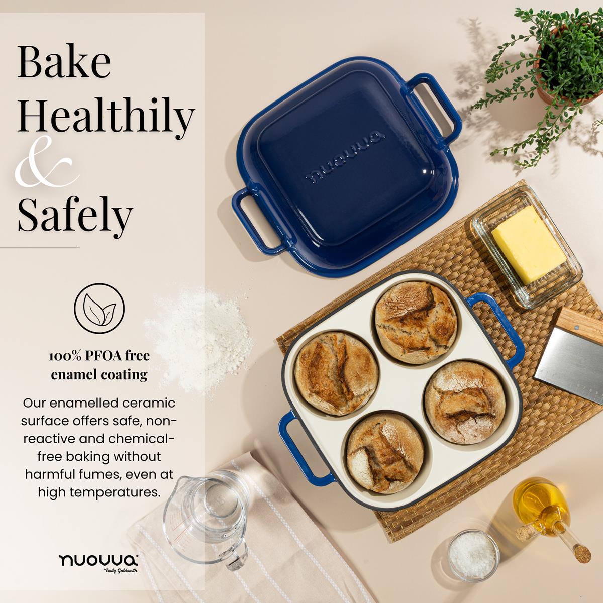 Bake healthily and safely with cast iron bread loaf pan - PFOA free cookware