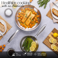 Cook healthy with stainless steel - no coating, no chemical and naturally non-stick