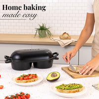 Home baking made easy with nuovva cast iron double loaf pan with lid for sourdough baking