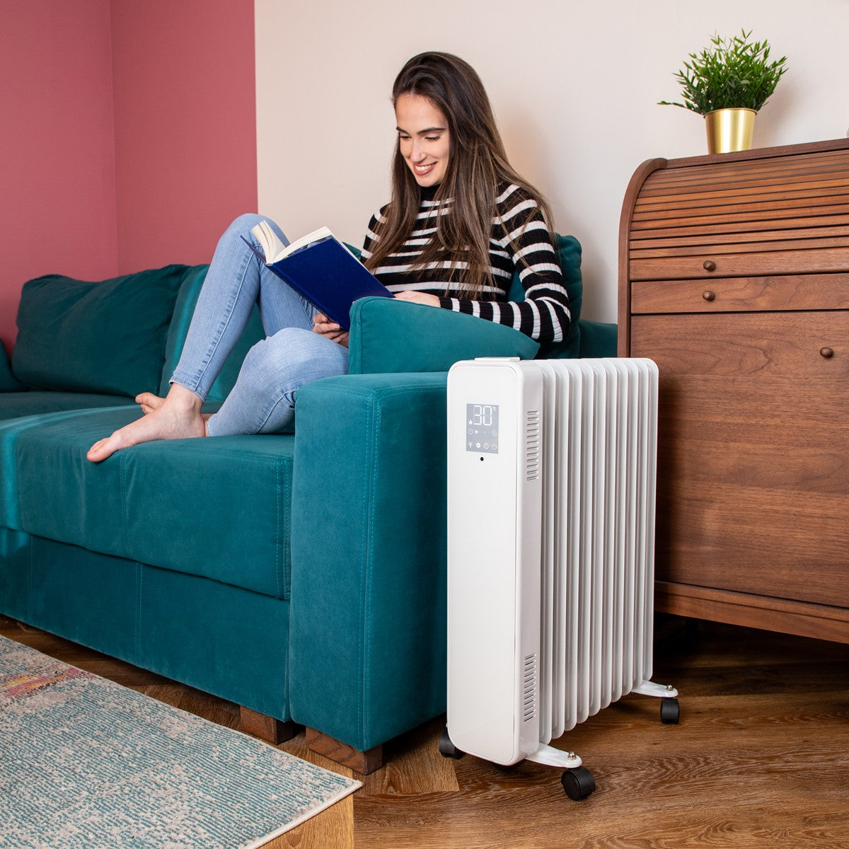 Touchscreen Oil-Filled Radiator with Remote -2500W  - White