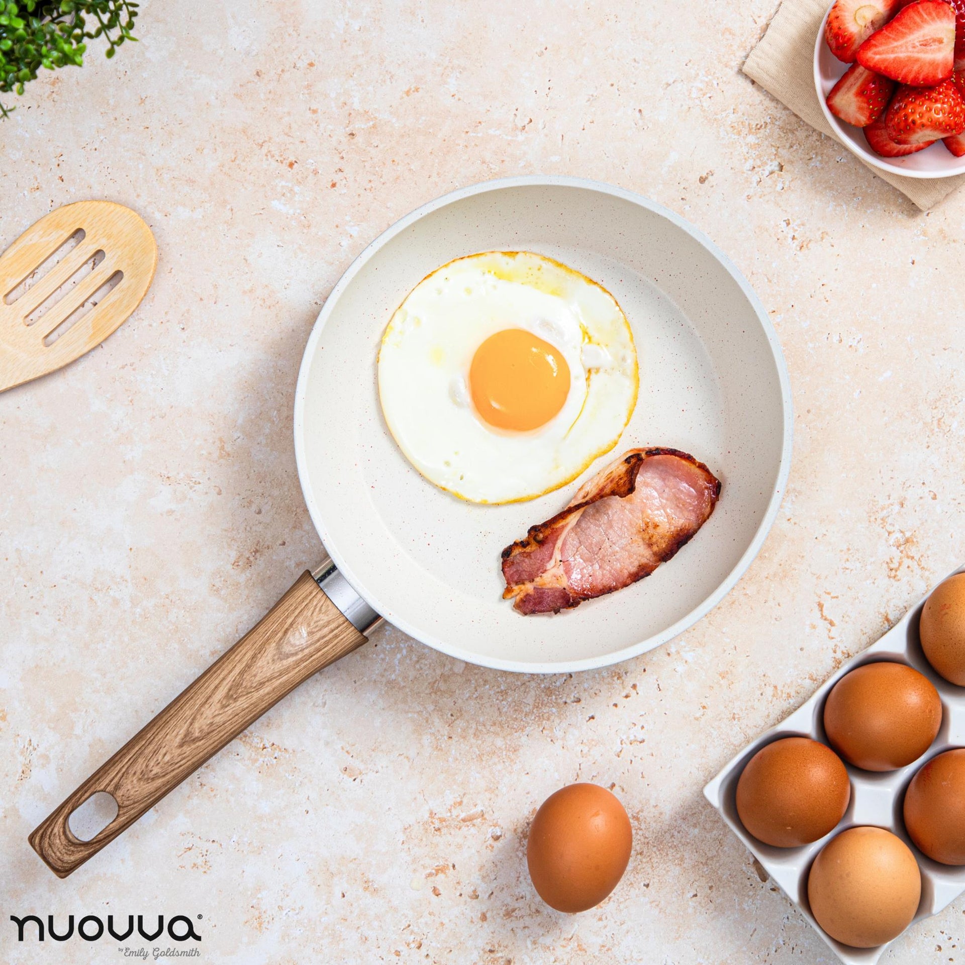 Induction Non-Stick Frying Pan - 20cm - Cream Granite