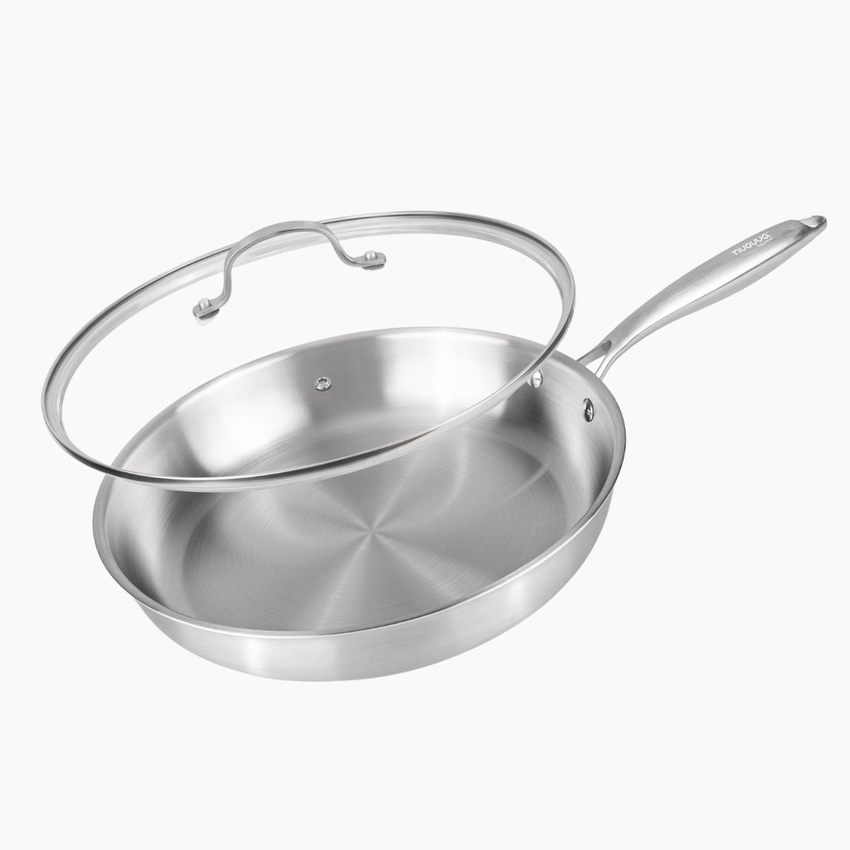 30cm stainless steel frying pan with glas lid