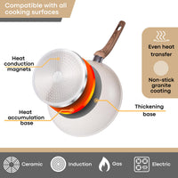 Cream granite induction cookware compatible with all stove tops