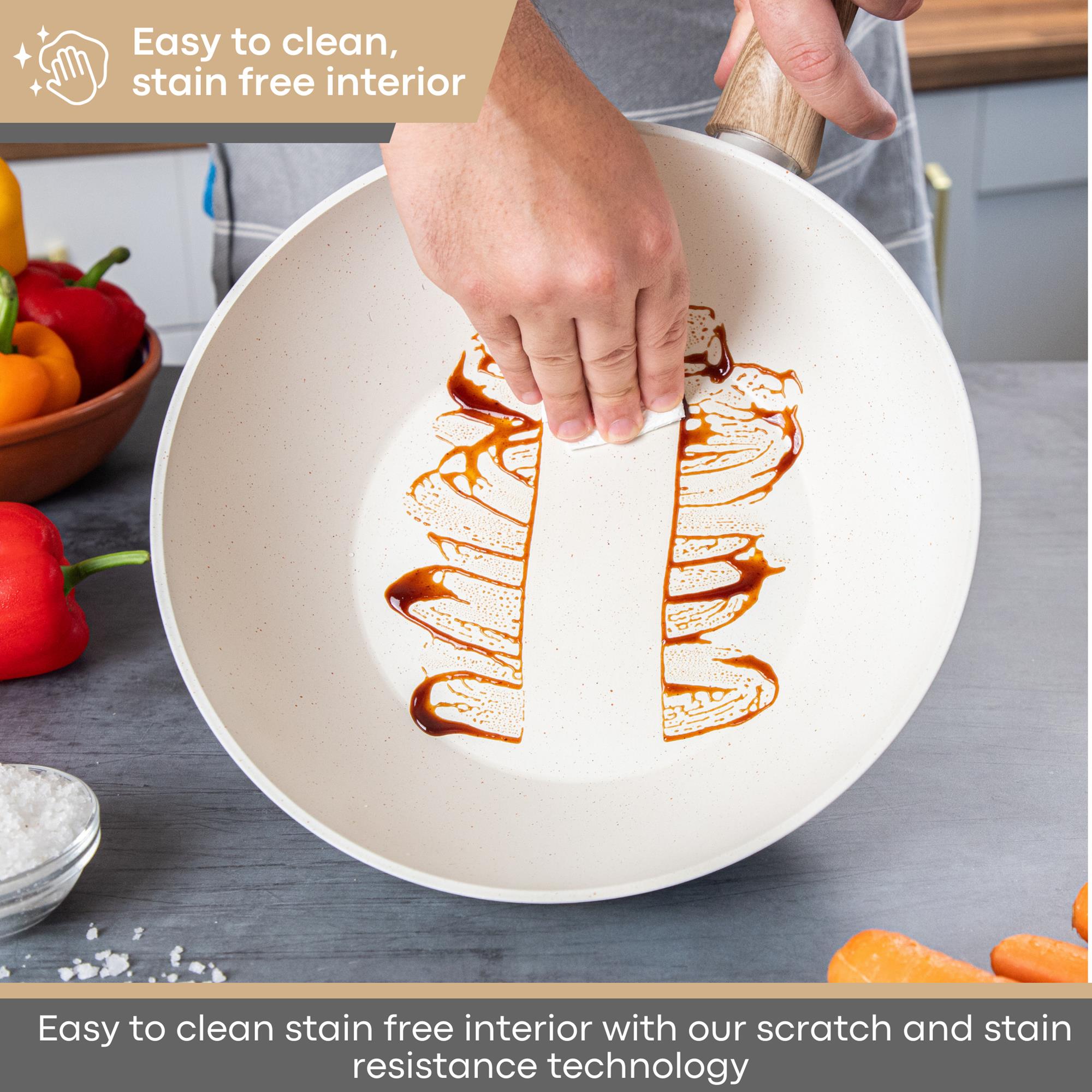 Nuovva easy to clean pan with scratch and stain resistant technology 