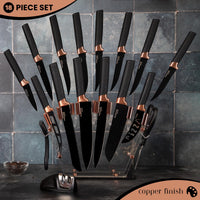 Nuovva 18pcs stainless steel kitchen knives with copper finish and acrylic knife block for kitchen organization 