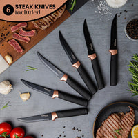 Nuovva copper kitchen knife set includes 6 steak knives