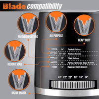 Nuovva compact knife sharpener is blade compatible for pocket knife, kitchen knives, fillet knives, razors, paring and delicate knives for precision all purpose cutting