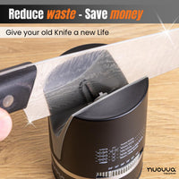 Reduce waste and save money with the nuovva knife sharpener with suction base and adjustable option to give your old knife a new life