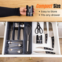 The nuovva kitchen knife sharpener is compact size, making it easy to store and fit into any drawer. 