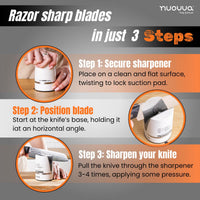Razor sharp blades in just 3 steps with the nuovva knife sharpener no skills needed perfect for beginner
