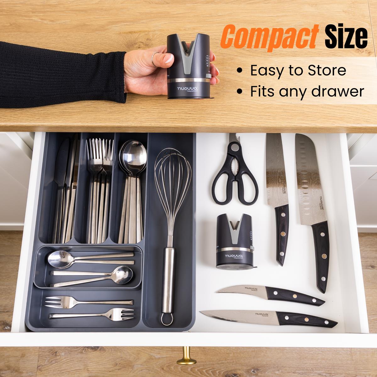 compact knife sharpener kitchen drawer storage is easy to store, fits into any draw