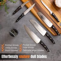 Effortless restore all blades with the nuovva knife sharpener with suction base
- great for kitchen knives, utility knives, razor blades, pocket knives, fillet knives and delicate edge blade. 