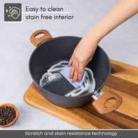Easy to clean marble stockpot with scratch and stain resistant technology