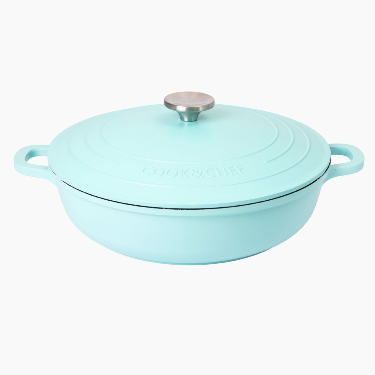 Aluminium Dutch Oven Pot with Lid & Ergonomic Handles Lightweight (3.9L, 22.5cm) Teal