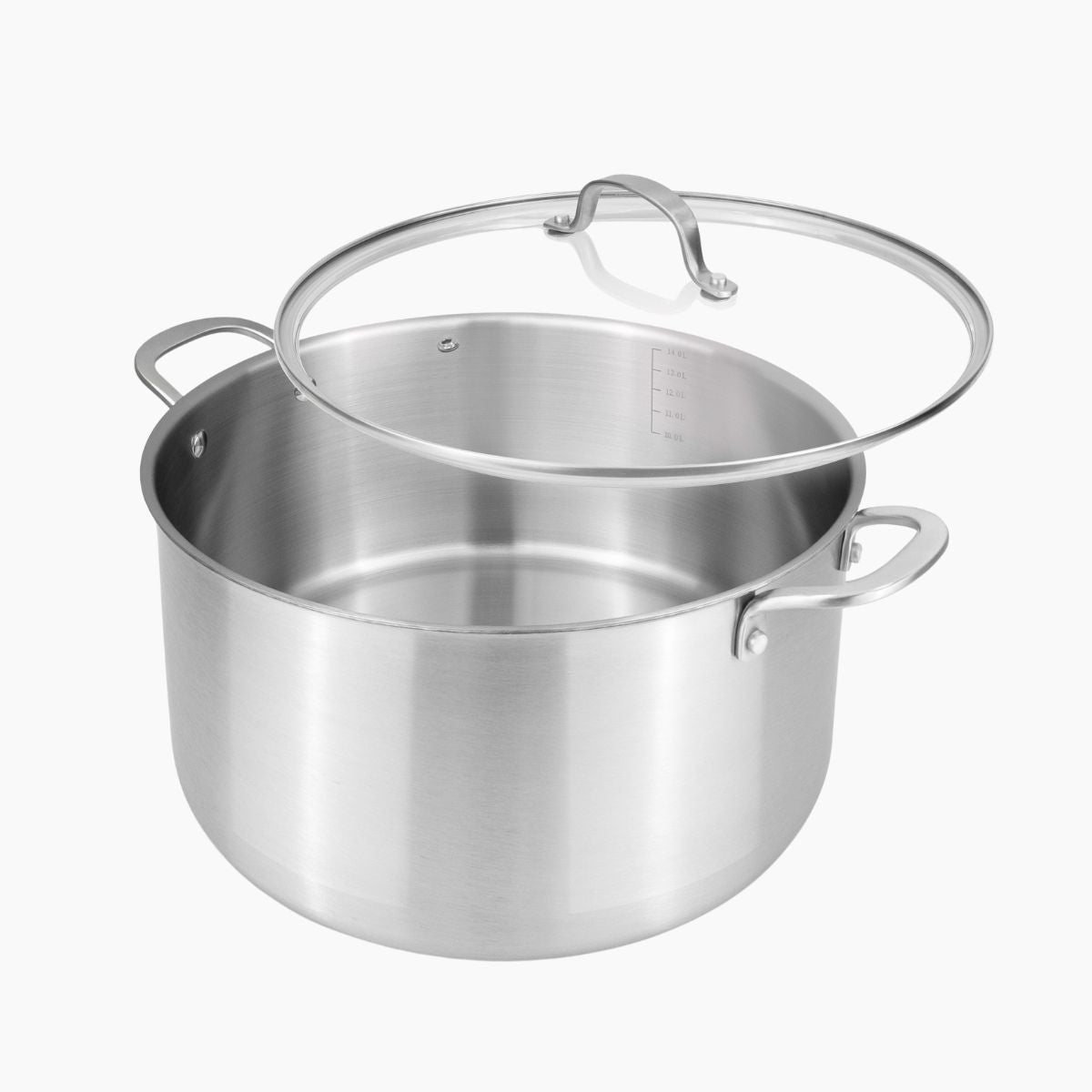 16L Stainless Steel Cooking Pot – 32 cm, Tri-Ply, Induction Compatible with Glass Lid