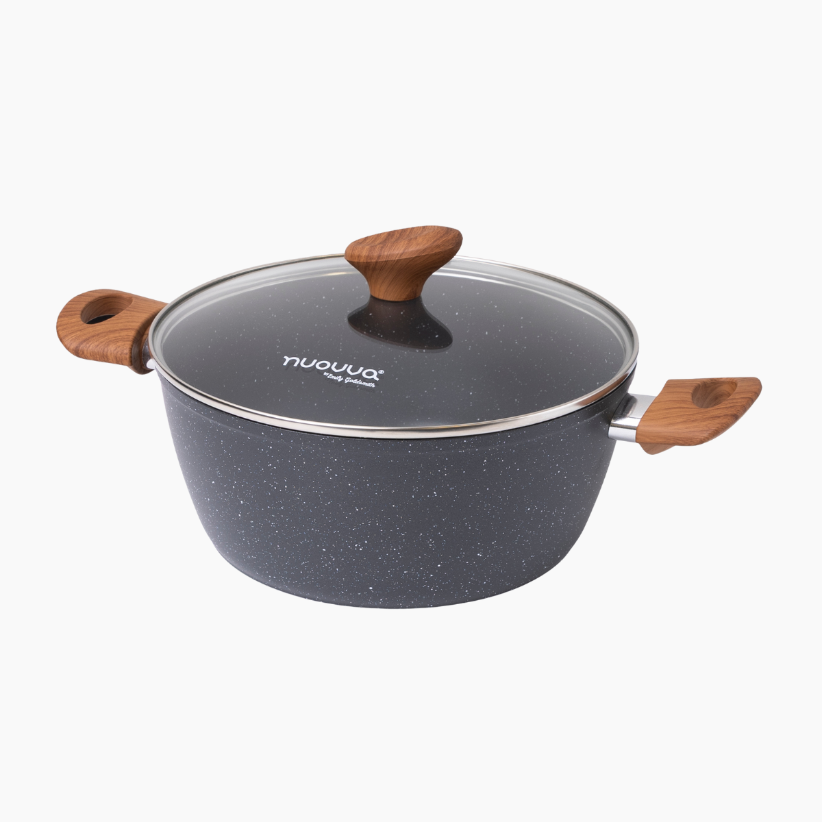 Non Stick Stock Pot with Glass Lid – Induction Casserole, 24cm, Marble