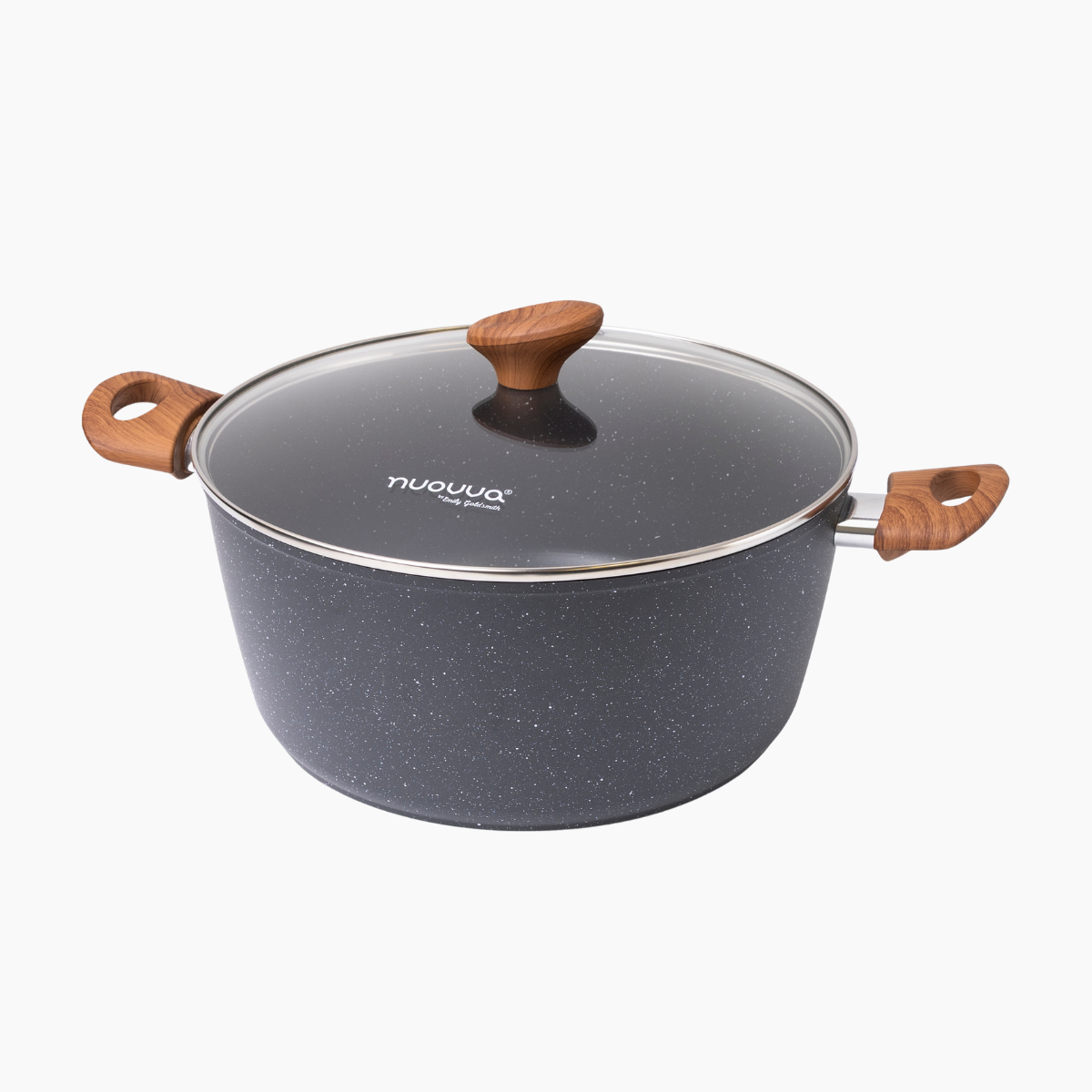 Non Stick Stock Pot with Glass Lid – Induction Casserole, 28cm, Marble