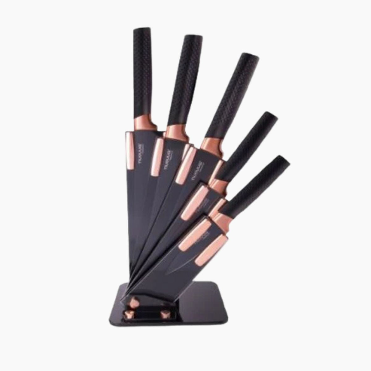 5 Pieces Sharp Kitchen Knife Set with Acrylic Block - Copper