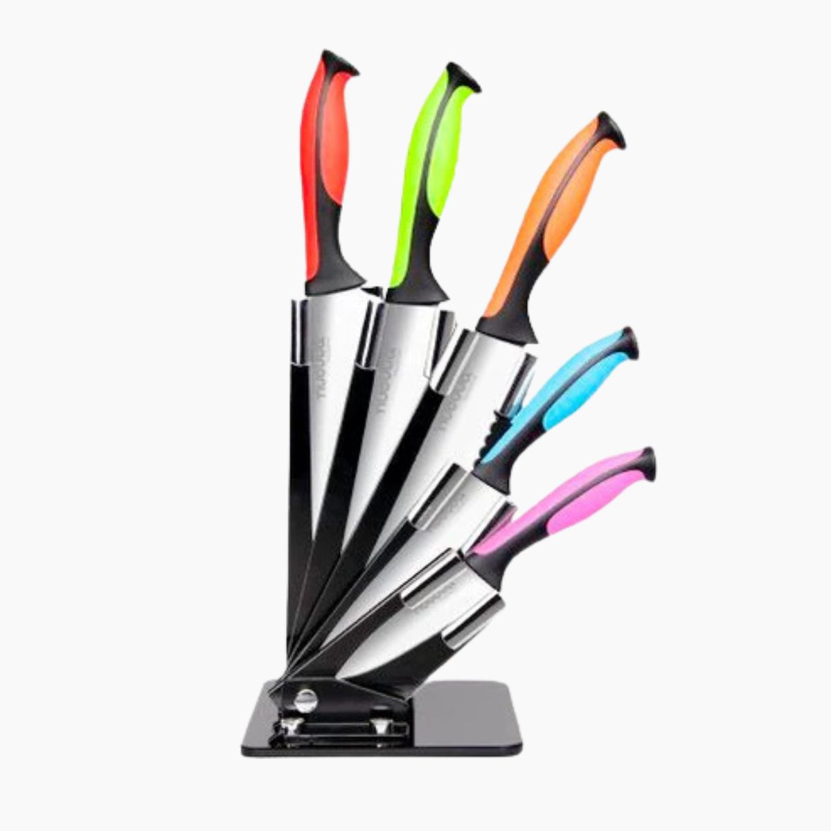 5 Pieces Sharp Kitchen Knife Set with Acrylic Block - Mulricolour