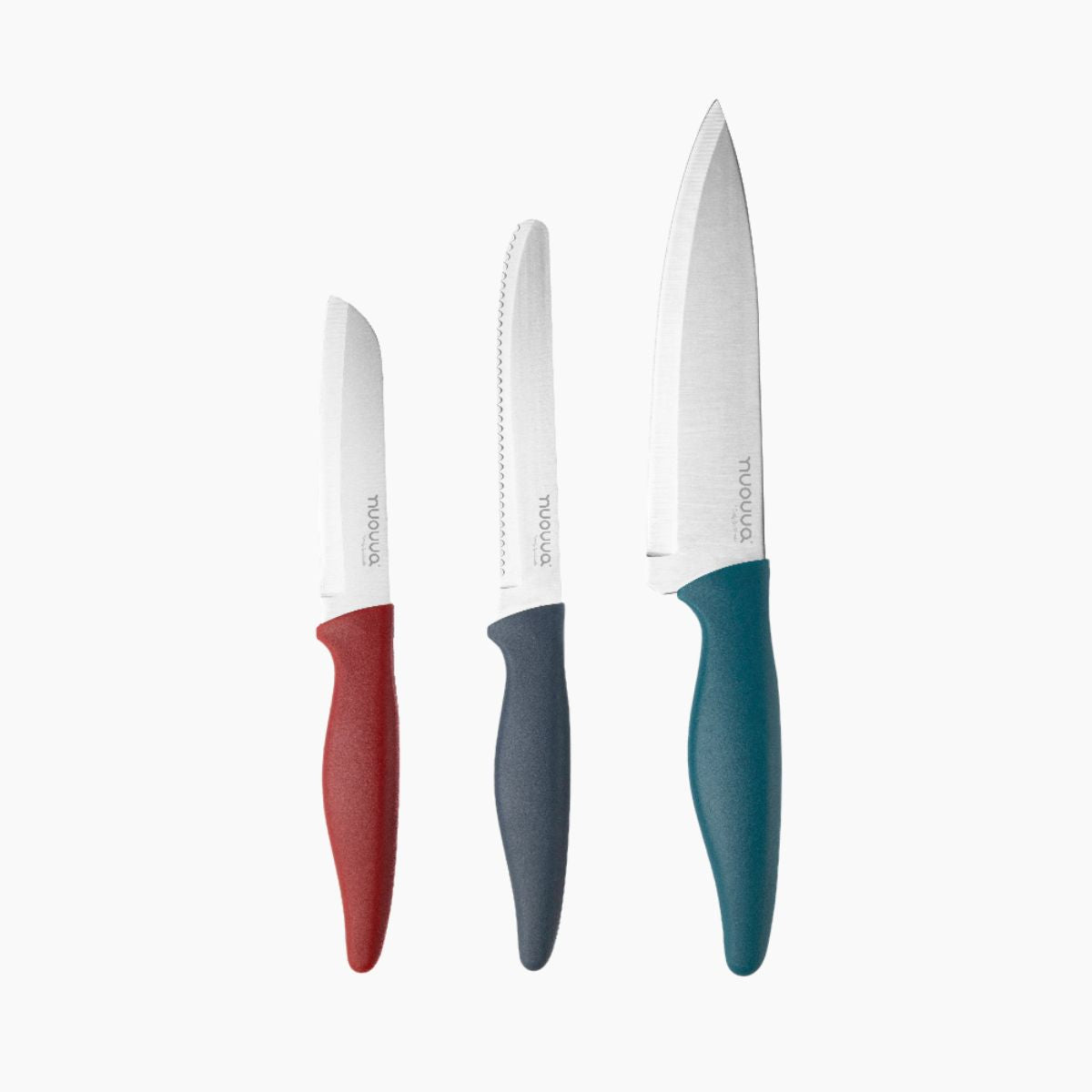 3-Piece Kitchen Knife Set - Stainless Steel Non-Stick Blades - Dull Colour