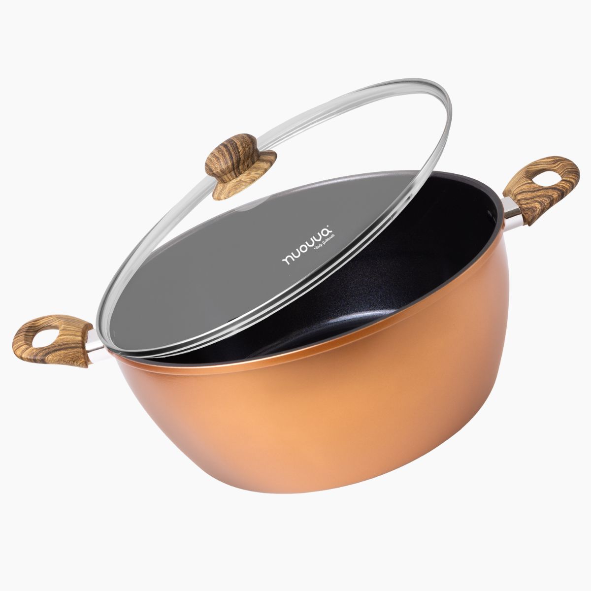 Copper Non Stick Stock Pot with Glass Lid - Induction, 32cm