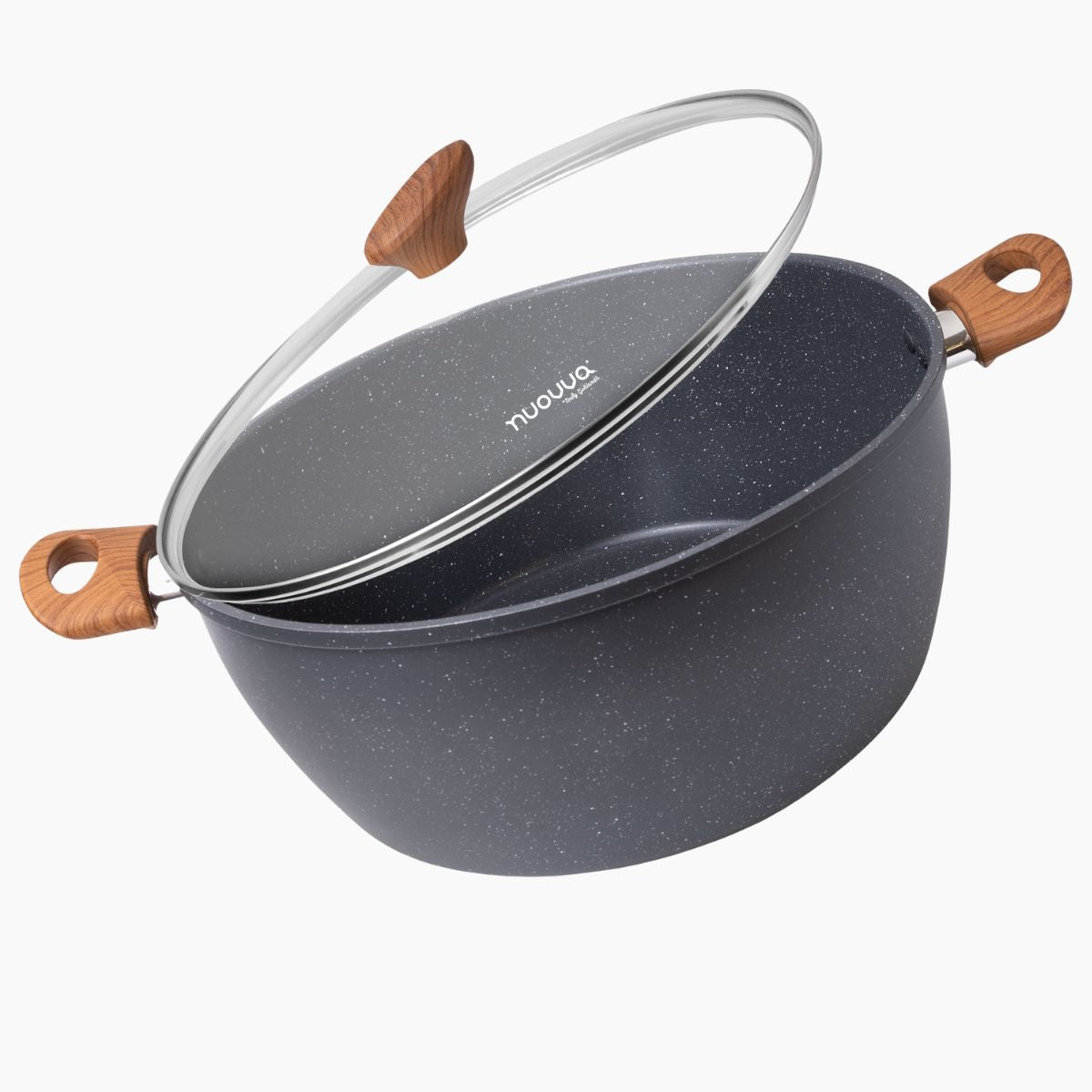 Marble Non Stick Stock Pot with Glass Lid - Induction, 32cm