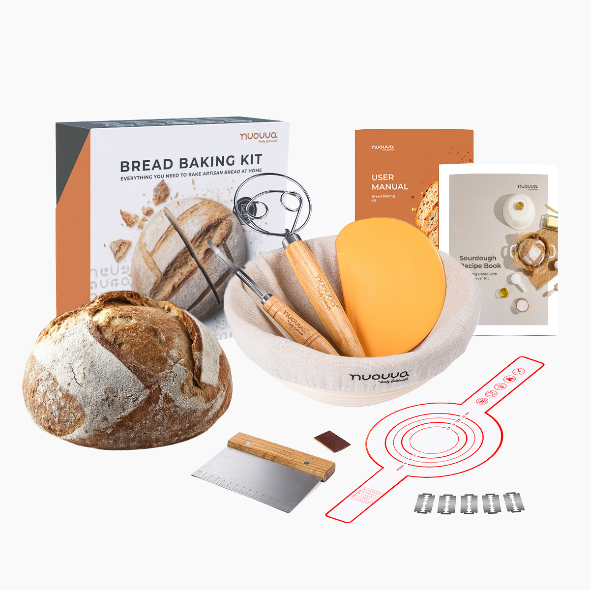 12-Piece Sourdough Baking Kit - 9 Inch Rattan Proofing Basket & Baking Tools