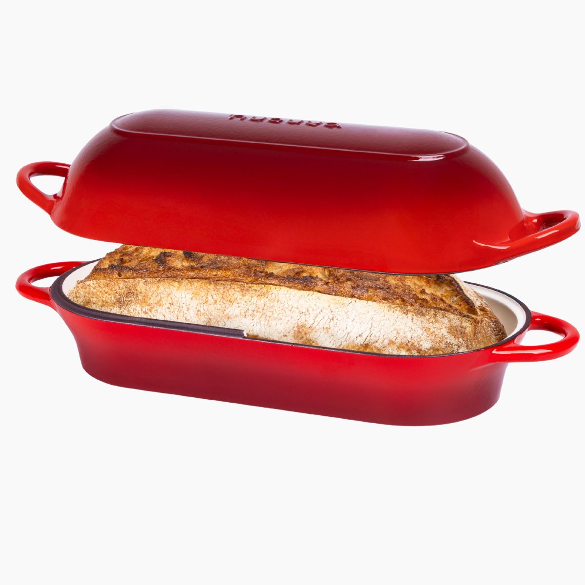 Enamelled Cast Iron Bread Loaf Pot – Non Stick Dutch Oven, 32cm x 14cm, Red