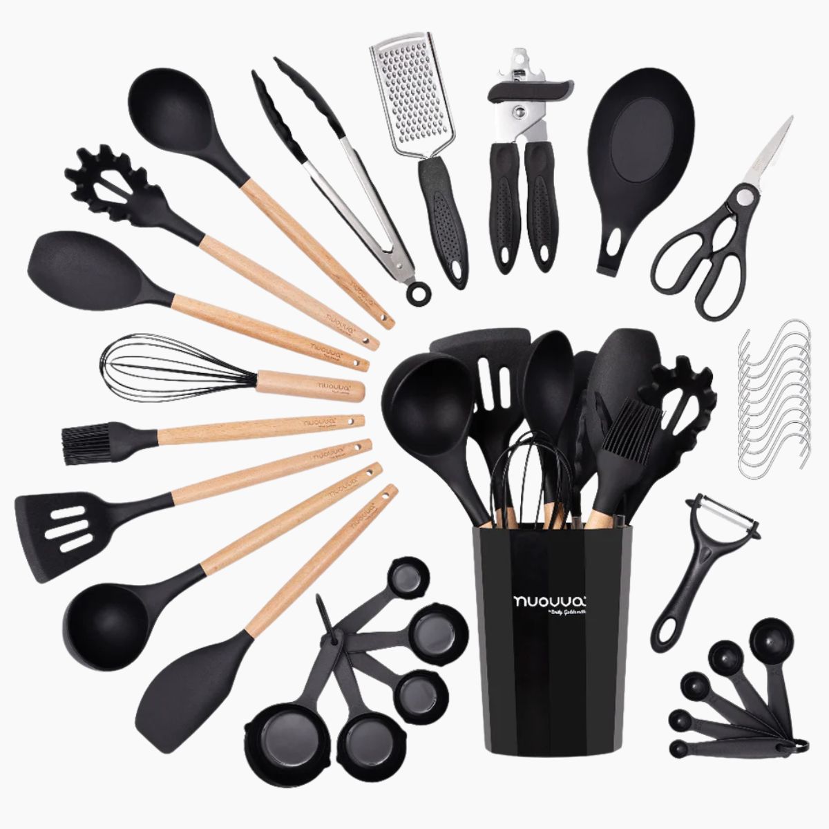 35-Piece Non-Stick Silicone Cooking Utensils Set - Black
