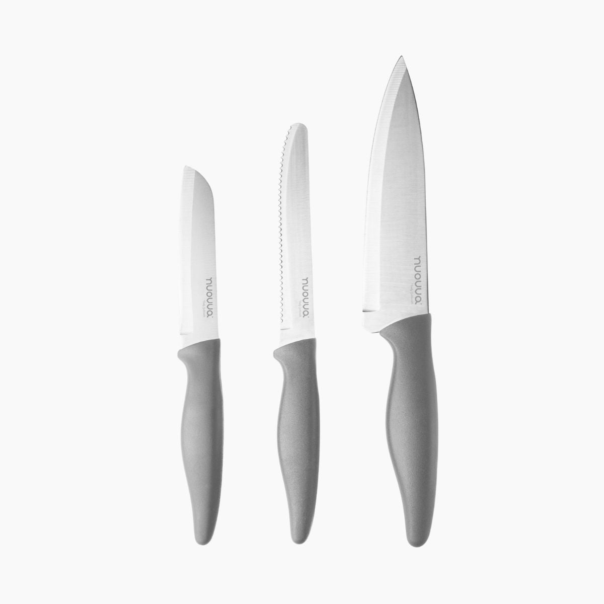 3-Piece Stainless Steel Kitchen Knife Set - Light Grey