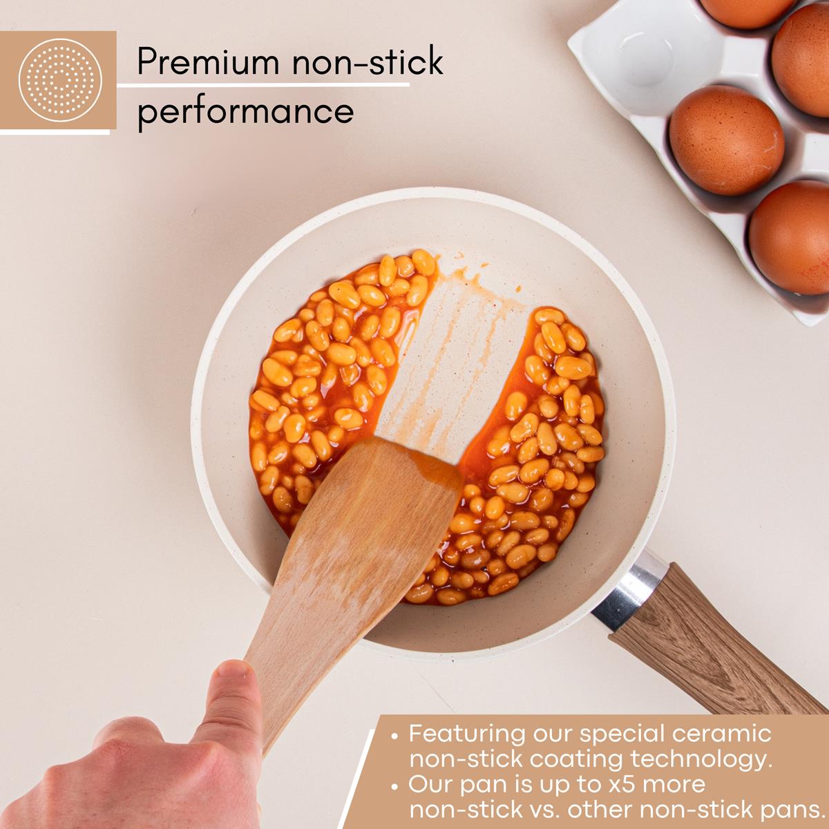 Premium non-stick ceramic cream saucepan with healthy coating