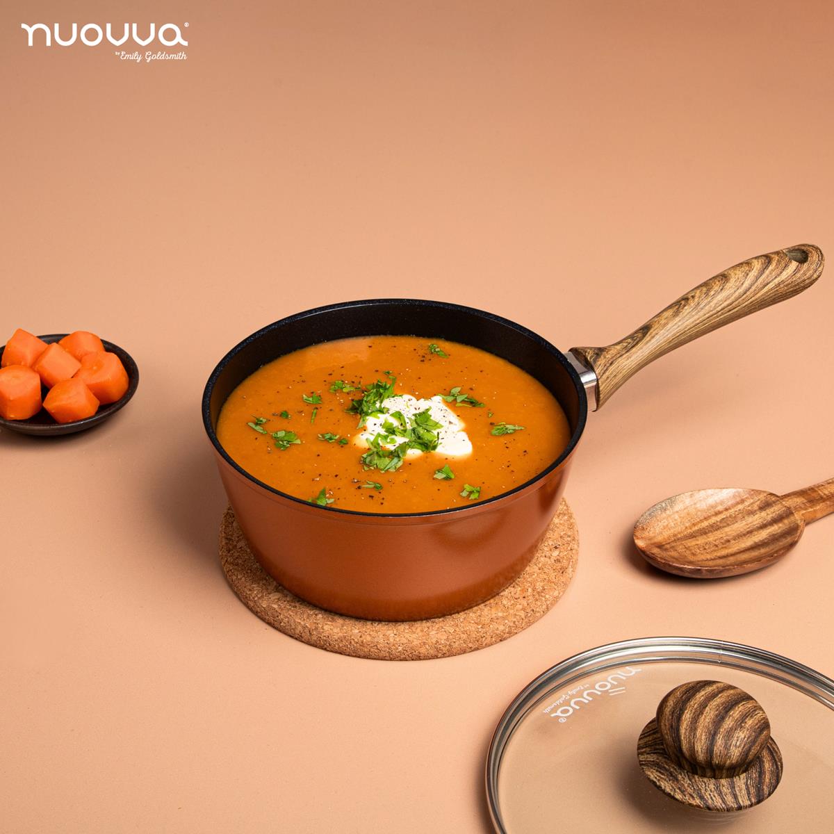 Non-Stick Saucepan with Lid Induction Compatible 18cm  - Copper