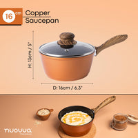 16cm copper saucepan with full dimensions