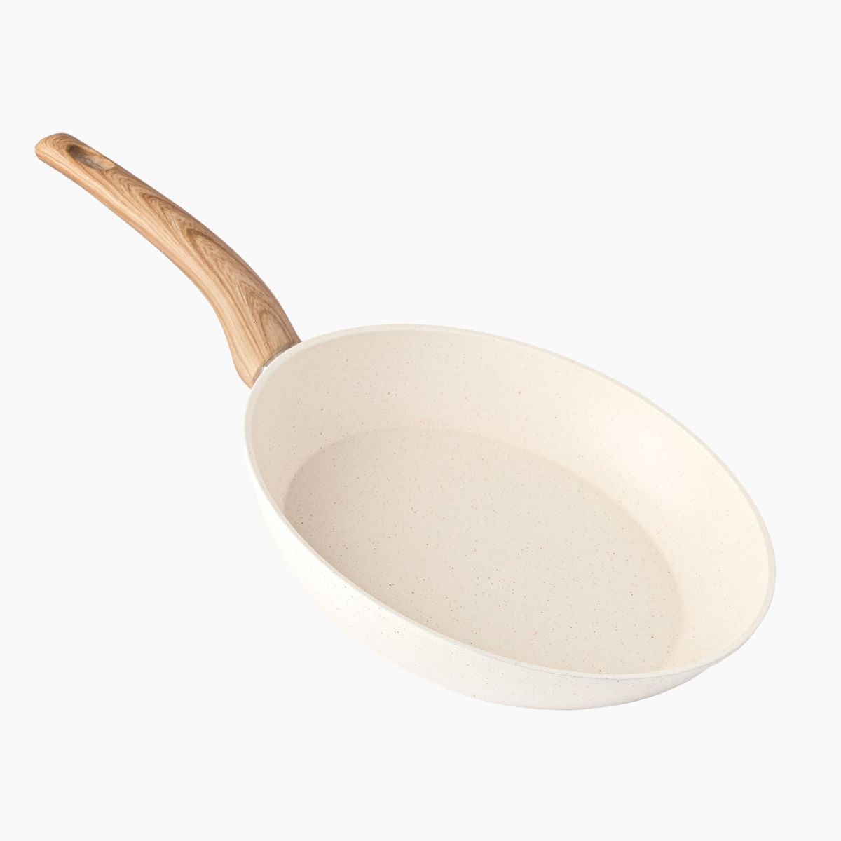 Nuovva cream granite frying pan with wooden handles
