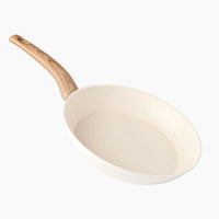 Nuovva cream granite frying pan with wooden handles