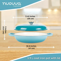 Nuovva cast iron casserole pot with 3.9L capacity and 29cm diameter