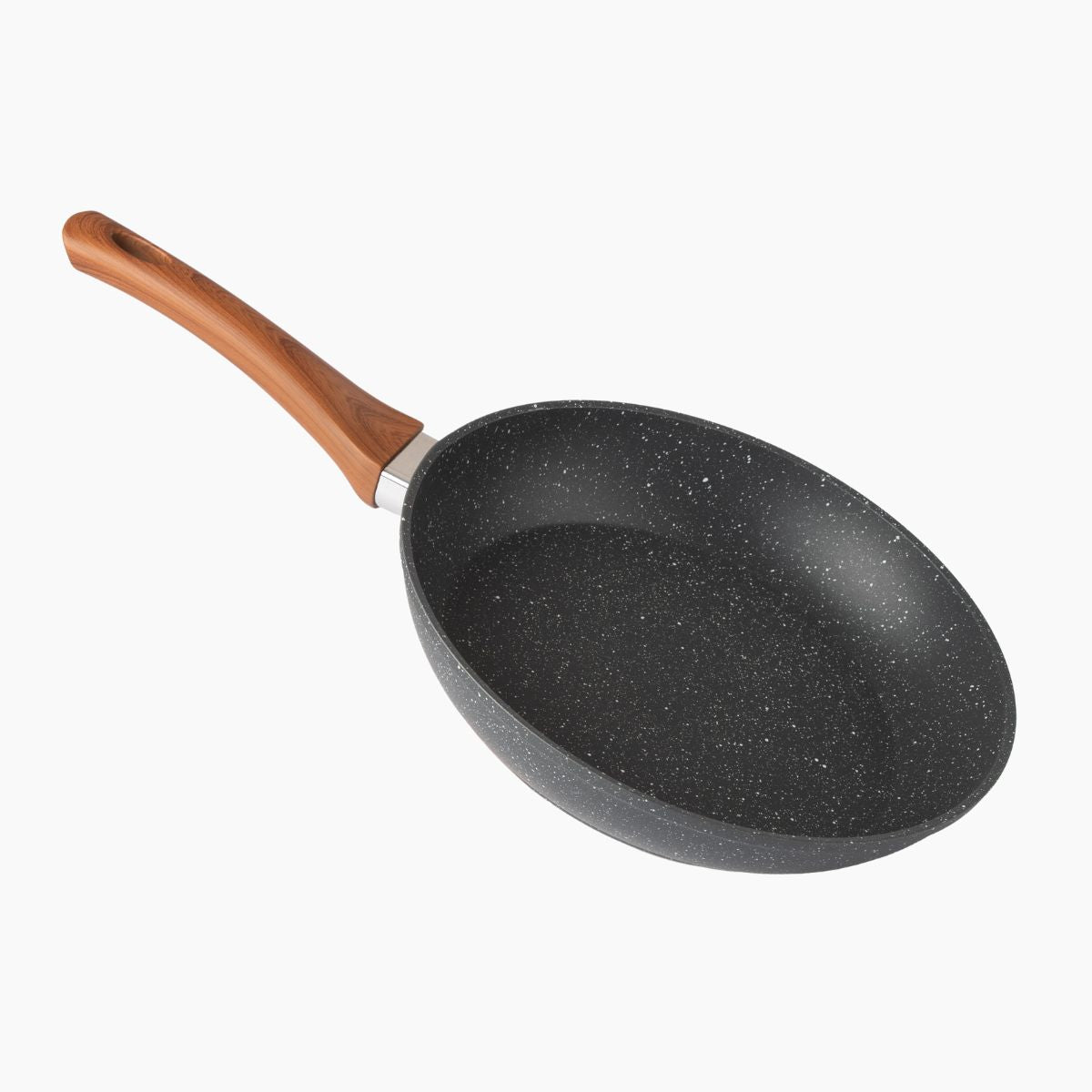 Nuovva marble grey granite frying pan with wooden handles