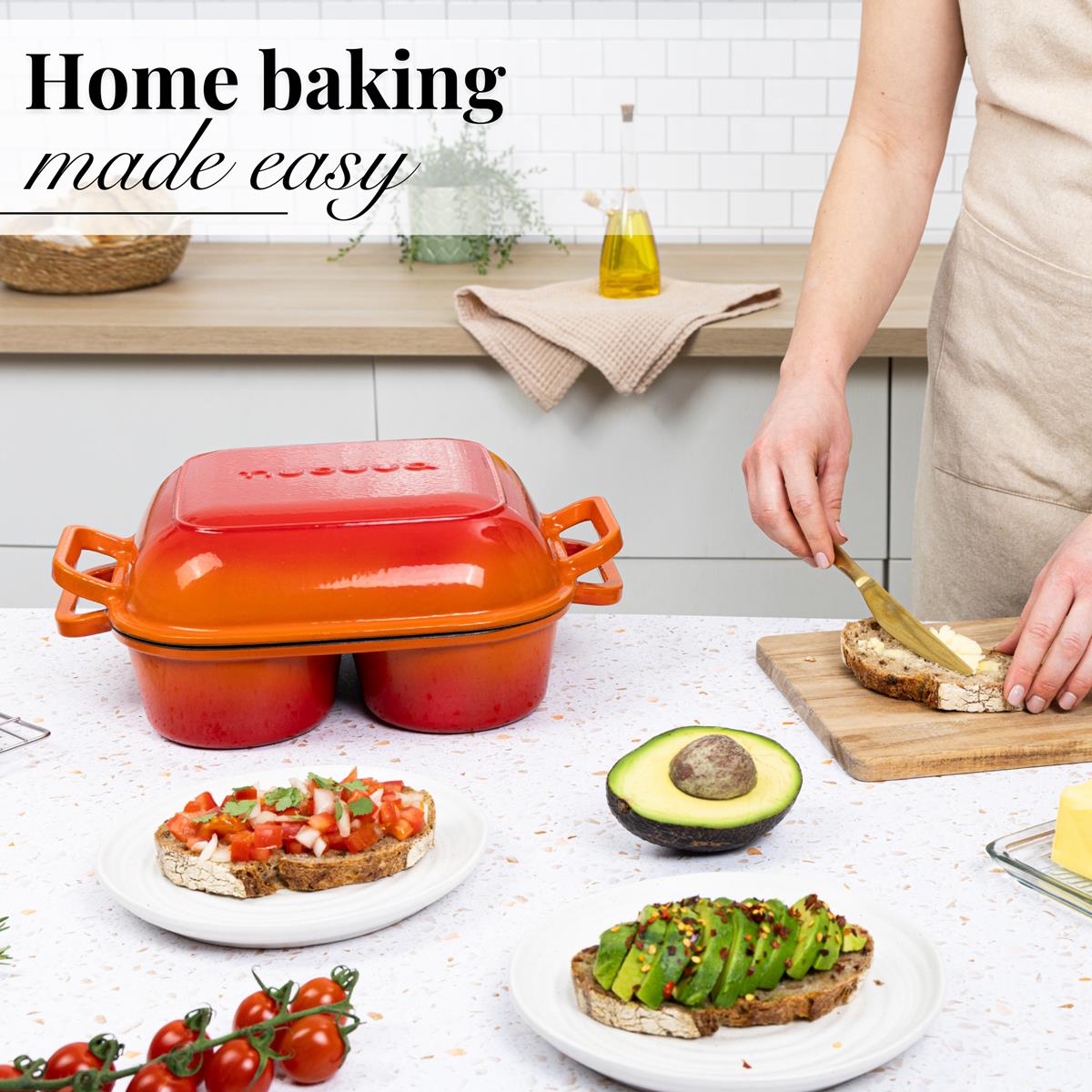 Home baking made easy with the nuovva Duct oven cast iron bread loaf pan