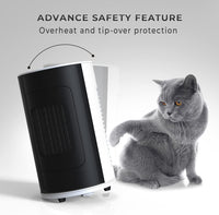 Nuovva mini heater with advanced safety features to protect against overheat and tip-over 