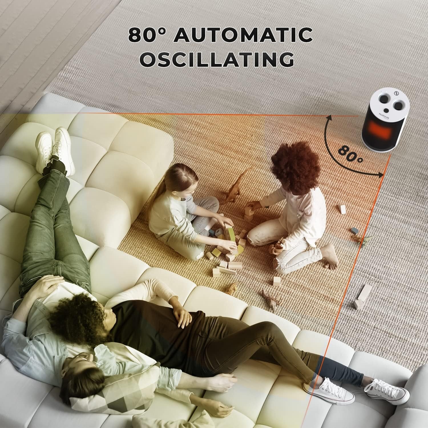 Portable mini heater with 8-degree automatic oscillation 