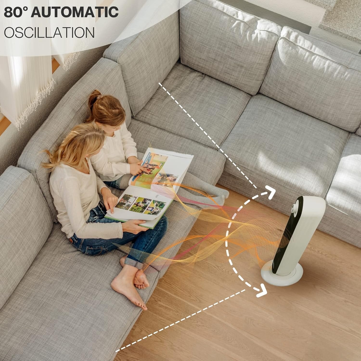 Portable Oscillating Ceramic Tower Heater Fan - 2000W