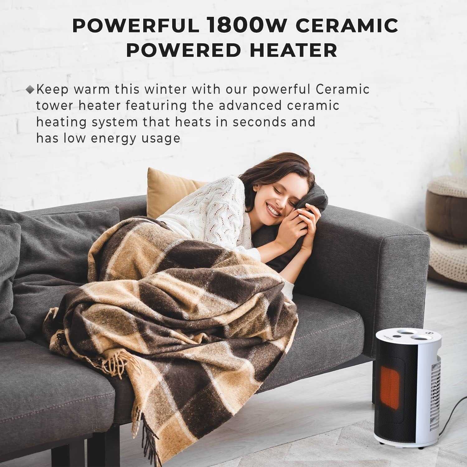 Nuovva powerful 1800w ceramic powered heater to keep warm this winter. 