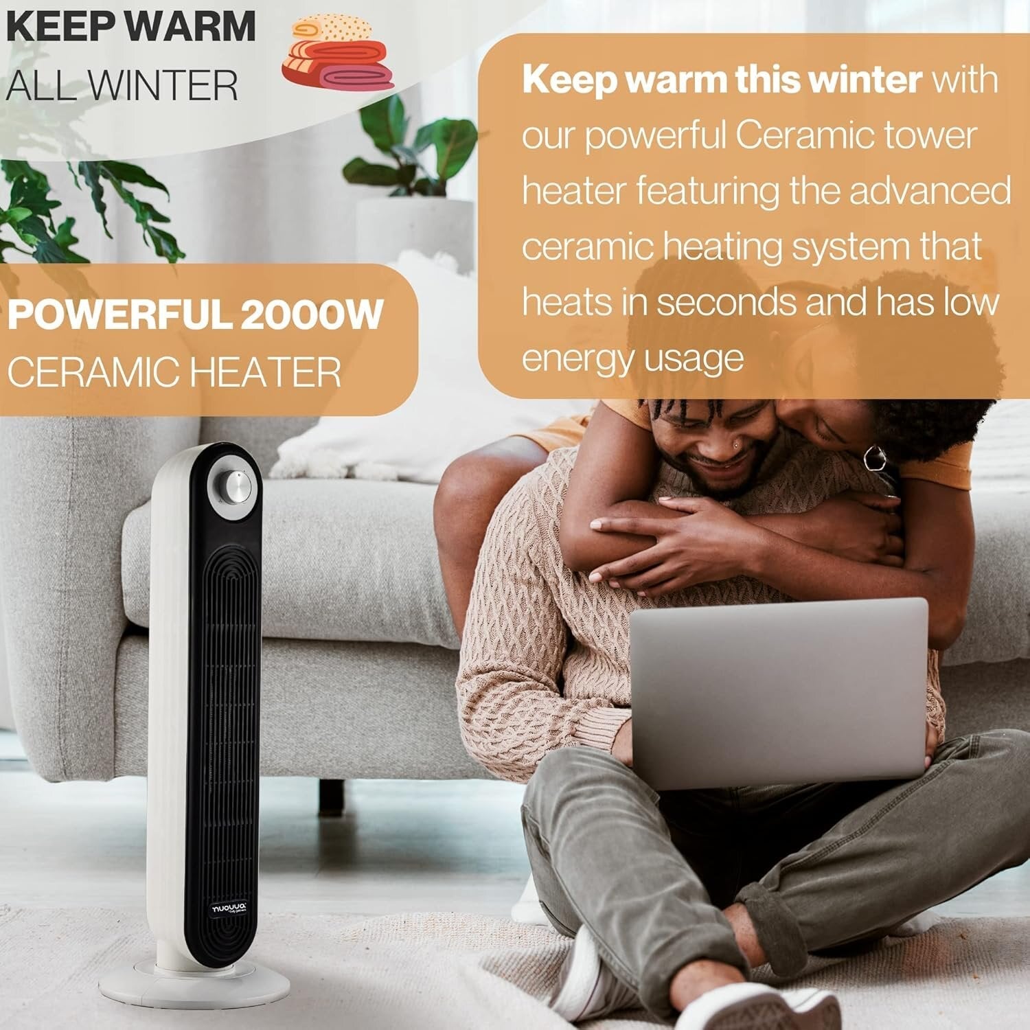 Keep warm all winter with the nuovva powerful 2000w ceramic heater