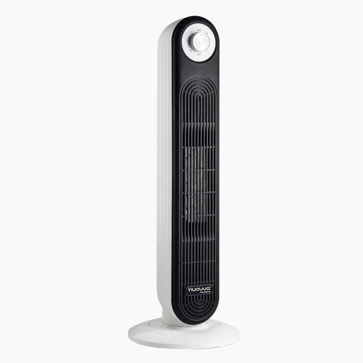 nuovva portable oscillating tower heater with adjustable thermostat. 