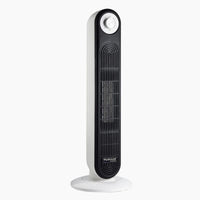 nuovva portable oscillating tower heater with adjustable thermostat. 