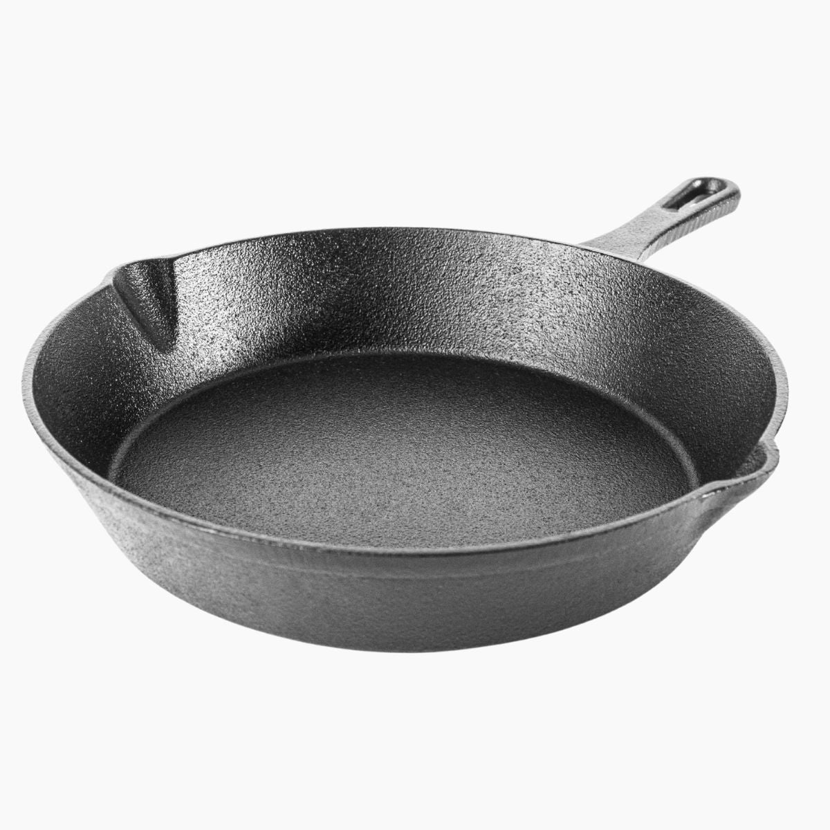 Nuovva pre-seasoned cast iron skillet with handle and ridged walls