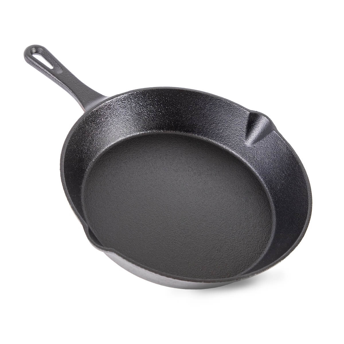 Nuovva cast iron skillet with handle. 
